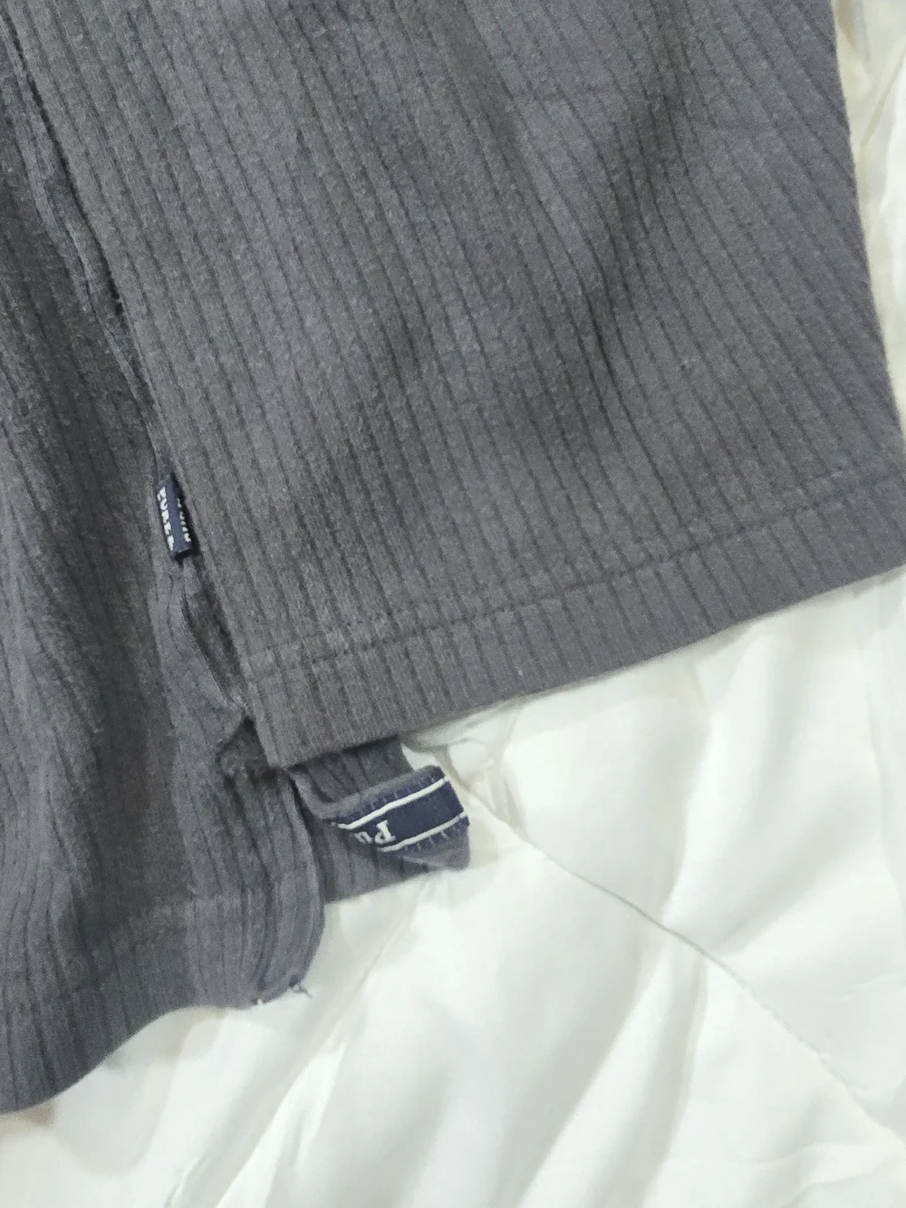 VINTAGE PURE & SIMPLE Men's Ribbed Gray V-Neck Sweater Size Large